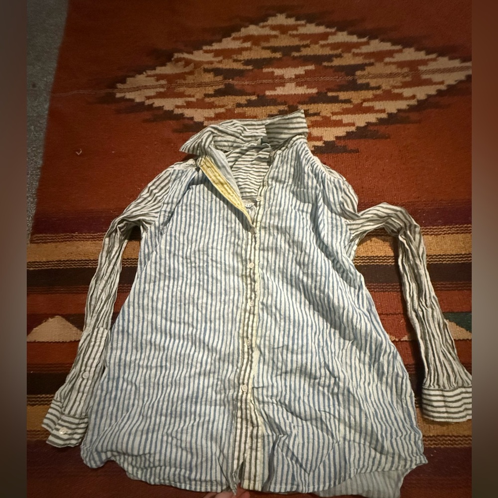 Sundance multi color Blue and White Striped Button-Up Shirt